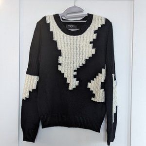 Few Moda Cable Pattern Sweater | Black, White | Size S